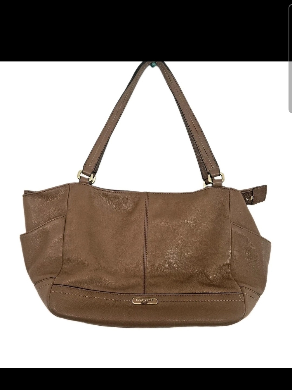 Coach Park Carrie Leather Tote Brown Pebbled Shoulder Bag Hobo F23284